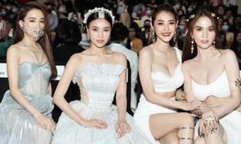 Lan Ngọc, Nhã Phương, Ngọc Trinh diện đồ sexy xem show thời trang