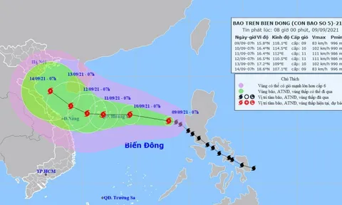 Bão số 5 có khả năng giật cấp 13 khi qua Hoàng Sa, hướng vào đất liền