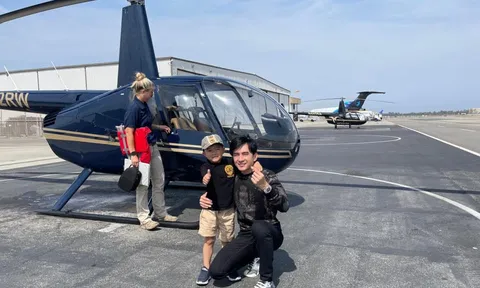 Đan Trường chi tiền "khủng" thuê hẳn máy bay trực thăng riêng cho con trai "thử cảm giác mạnh”