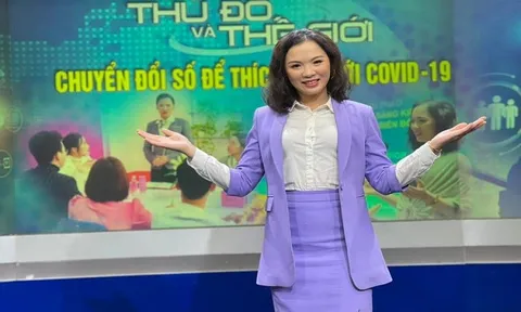 CEO. Á hậu Trang Viên diễn giả chính tại Talk Show về Chuyển đổi số trên Đài Truyền hình Hà Nội