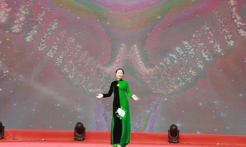 Ceo - Á hậu Trang Viên trình diễn thời trang tại Lễ phong tặng Nghệ nhân và các danh hiệu Làng nghề Việt Nam năm 2022