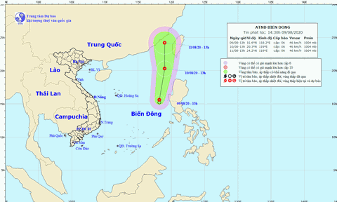 Biển Đông xuất hiện áp thấp nhiệt đới, gió giật cấp 8