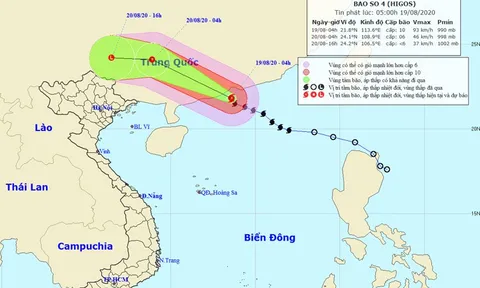 Thời tiết ngày 19/8: Bão số 4 suy yếu, mưa giông ở nhiều nơi